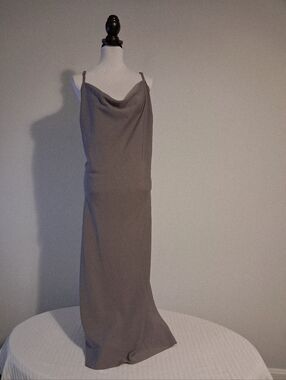 City Chic Taupe Cowl Neck Maxi Slip Dress Size 22